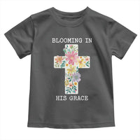 Blooming in His Grace Boho Christian Wildflower Toddler T Shirt Floral Cross Religious