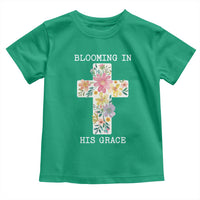 Blooming in His Grace Boho Christian Wildflower Toddler T Shirt Floral Cross Religious