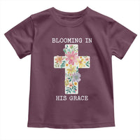 Blooming in His Grace Boho Christian Wildflower Toddler T Shirt Floral Cross Religious