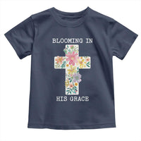 Blooming in His Grace Boho Christian Wildflower Toddler T Shirt Floral Cross Religious