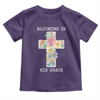 Blooming in His Grace Boho Christian Wildflower Toddler T Shirt Floral Cross Religious