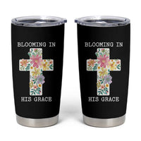 Blooming in His Grace Boho Christian Wildflower Tumbler Cup Floral Cross Religious