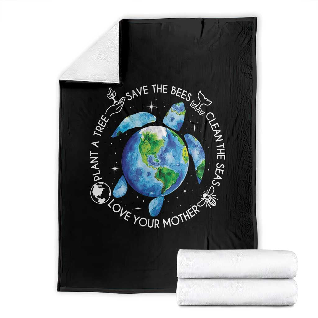 Earth Day Sea Turtle Throw Blanket Save Bees Plant Trees Clean Seas Environmentalist