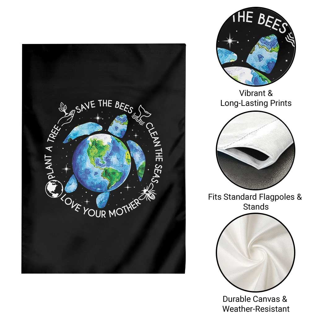 Earth Day Sea Turtle Garden Flag Save Bees Plant Trees Clean Seas Environmentalist