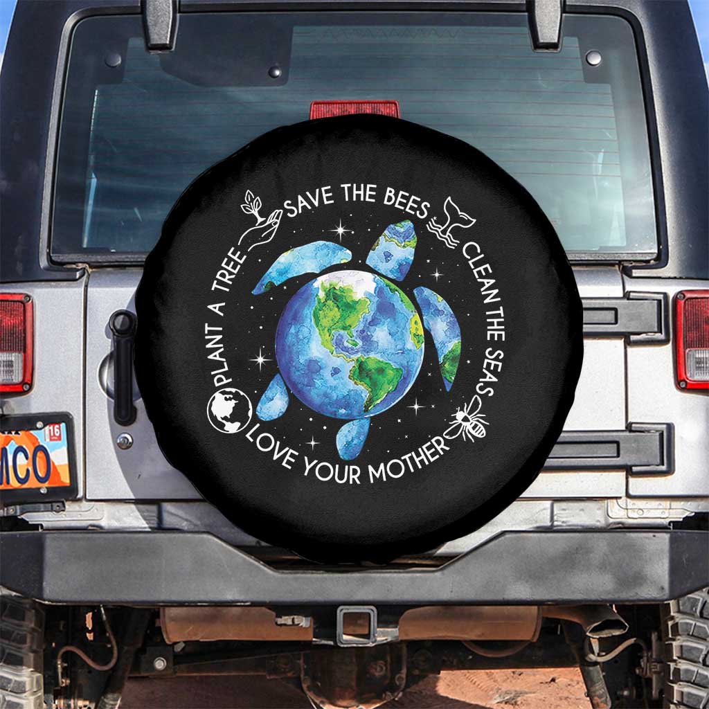 Earth Day Sea Turtle Spare Tire Cover Save Bees Plant Trees Clean Seas Environmentalist