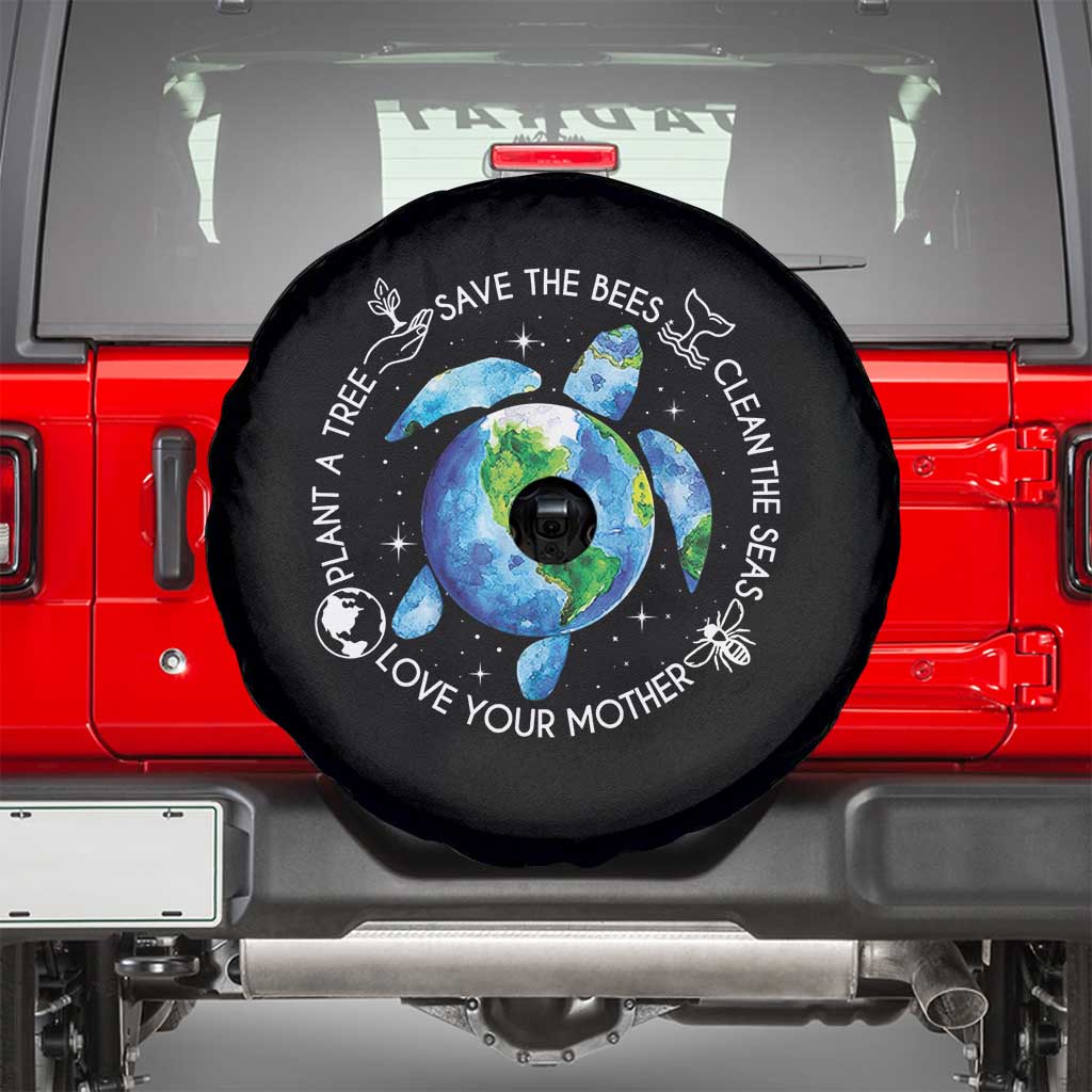 Earth Day Sea Turtle Spare Tire Cover Save Bees Plant Trees Clean Seas Environmentalist