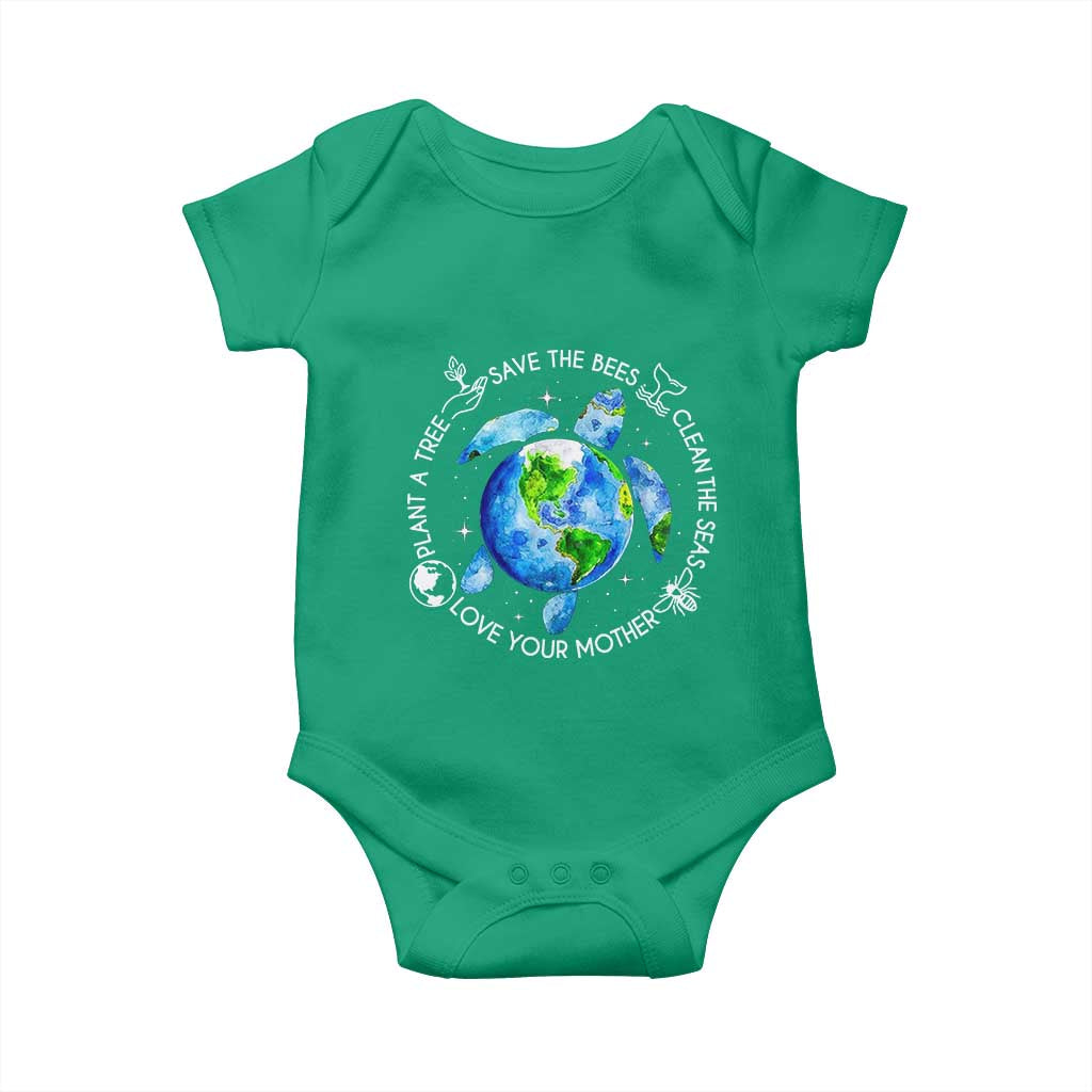 Earth Day Sea Turtle Baby Onesie Save Bees Plant Trees Clean Seas Environmentalist