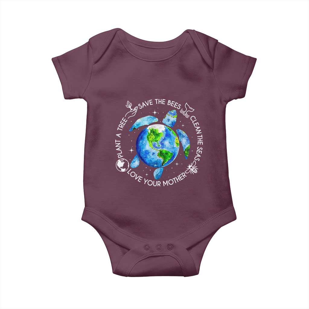 Earth Day Sea Turtle Baby Onesie Save Bees Plant Trees Clean Seas Environmentalist