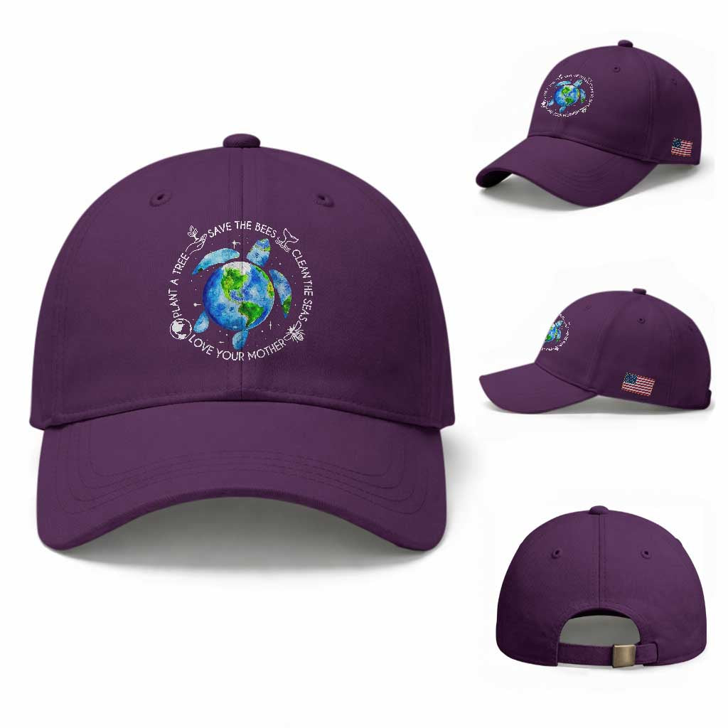 Earth Day Sea Turtle Baseball Cap Save Bees Plant Trees Clean Seas Environmentalist