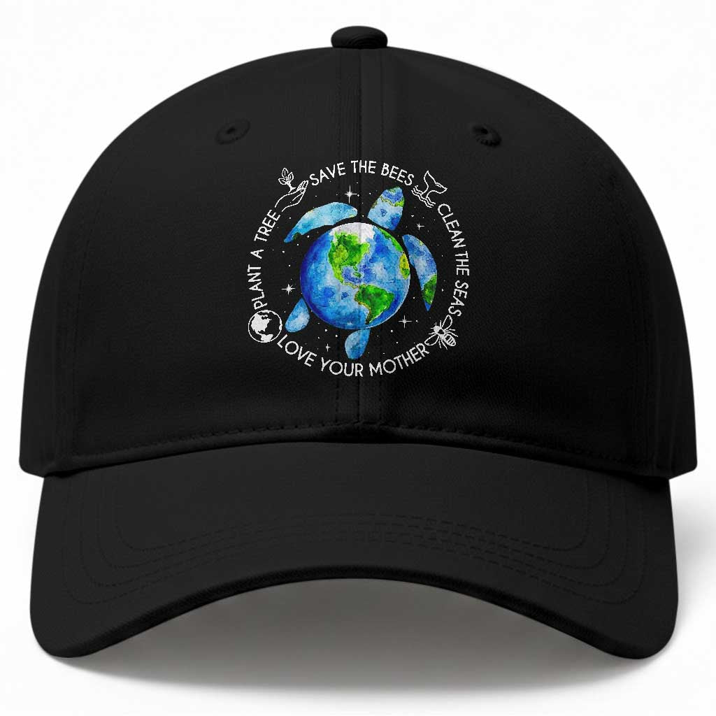 Earth Day Sea Turtle Baseball Cap Save Bees Plant Trees Clean Seas Environmentalist