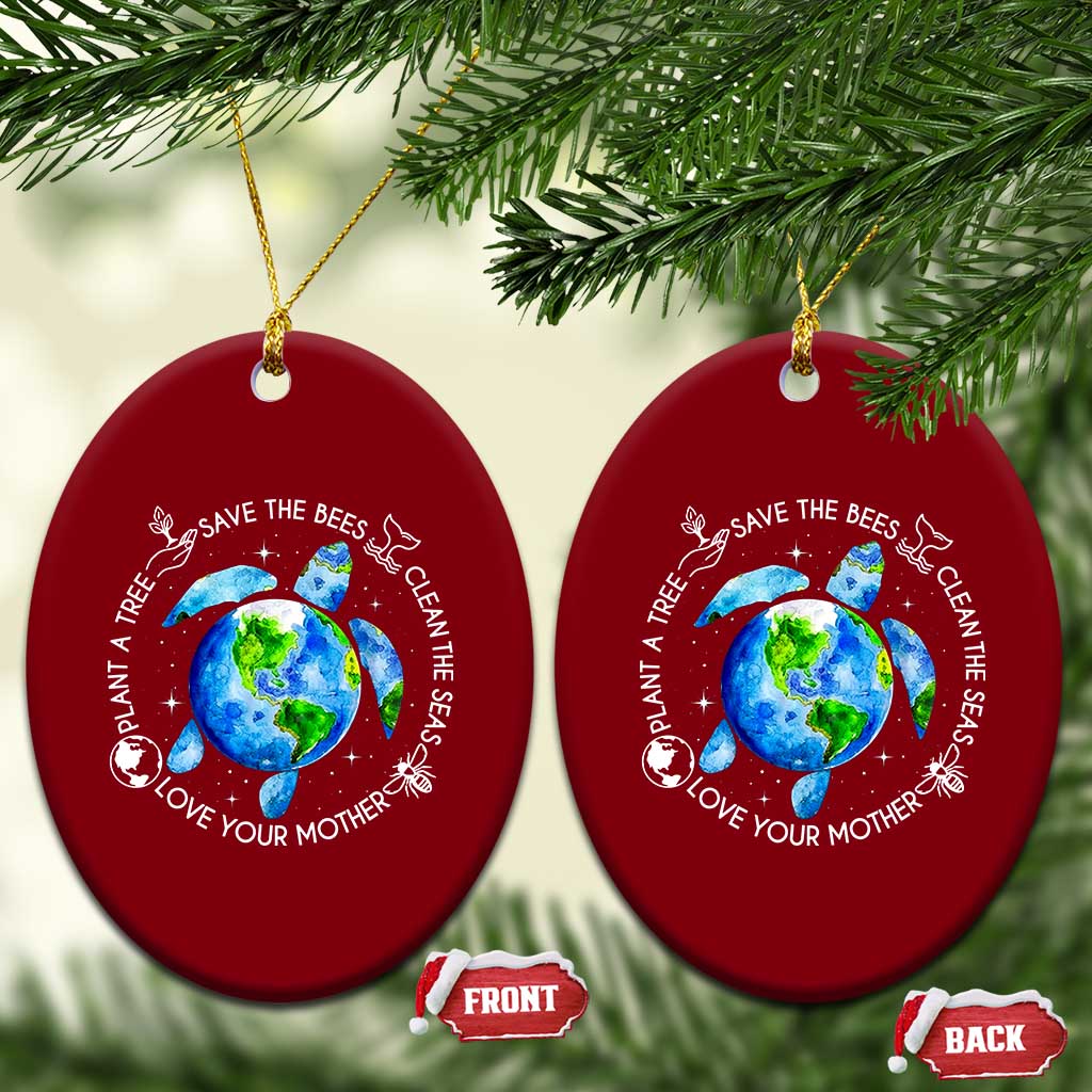 Earth Day Sea Turtle Ceramic Ornament Save Bees Plant Trees Clean Seas Environmentalist