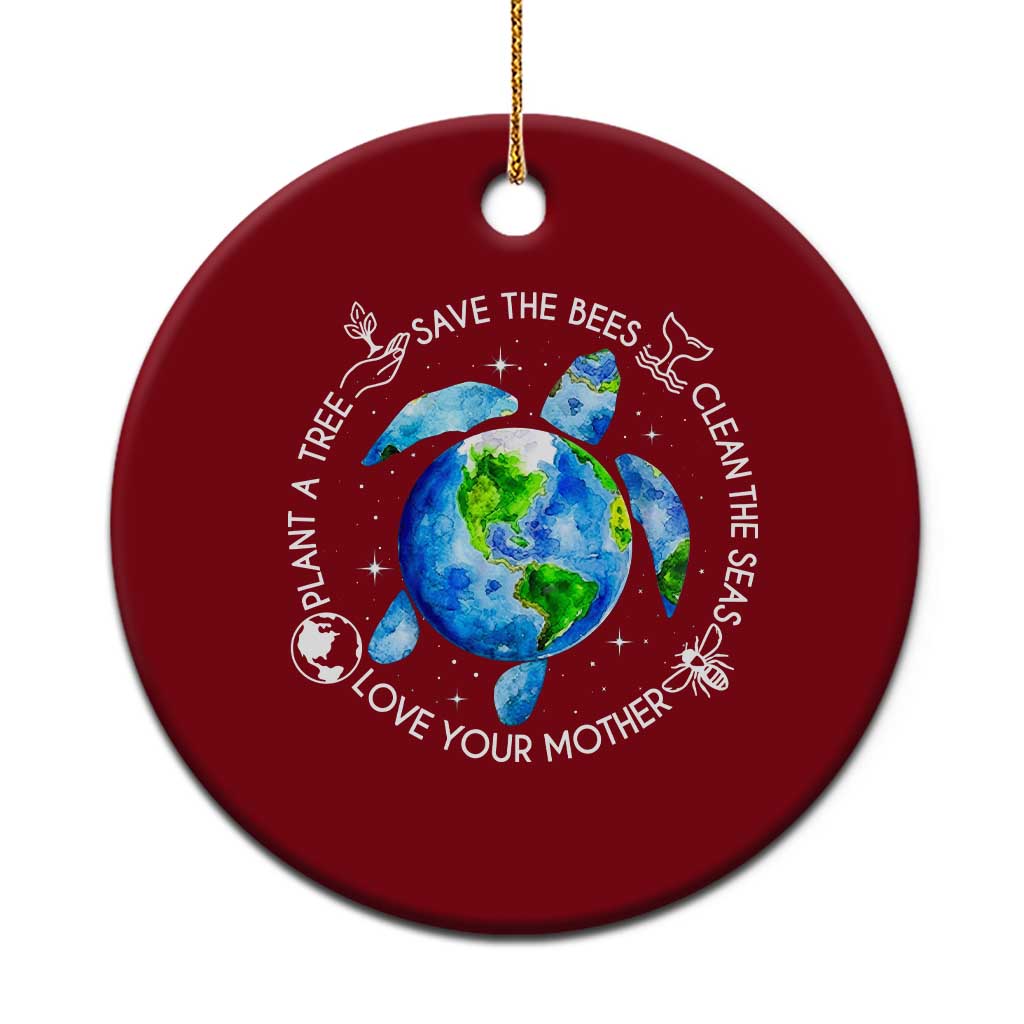Earth Day Sea Turtle Ceramic Ornament Save Bees Plant Trees Clean Seas Environmentalist