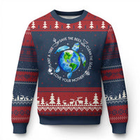 Earth Day Sea Turtle Ugly Christmas Sweater Save Bees Plant Trees Clean Seas Environmentalist