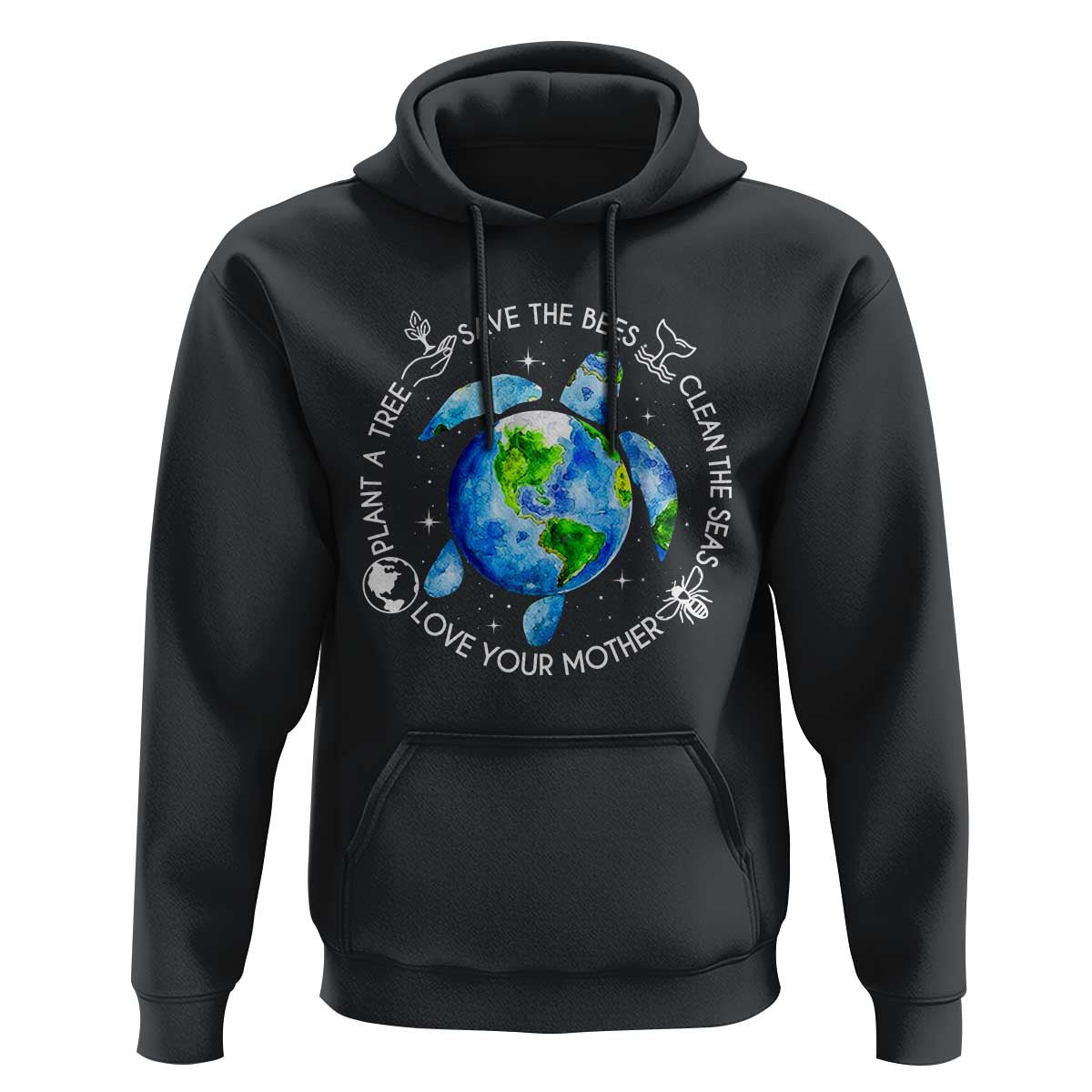 Earth Day Sea Turtle Hoodie Save Bees Plant Trees Clean Seas Environmentalist