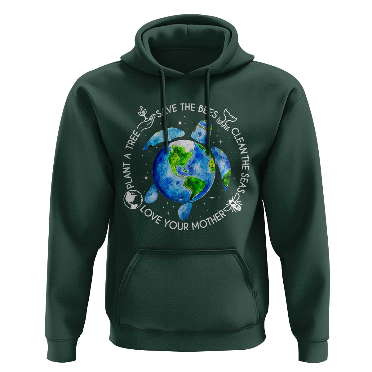 Earth Day Sea Turtle Hoodie Save Bees Plant Trees Clean Seas Environmentalist