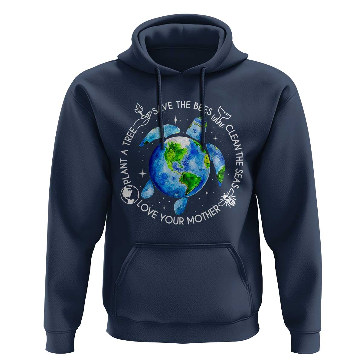 Earth Day Sea Turtle Hoodie Save Bees Plant Trees Clean Seas Environmentalist