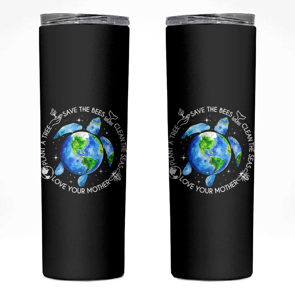 Earth Day Sea Turtle Skinny Tumbler Save Bees Plant Trees Clean Seas Environmentalist