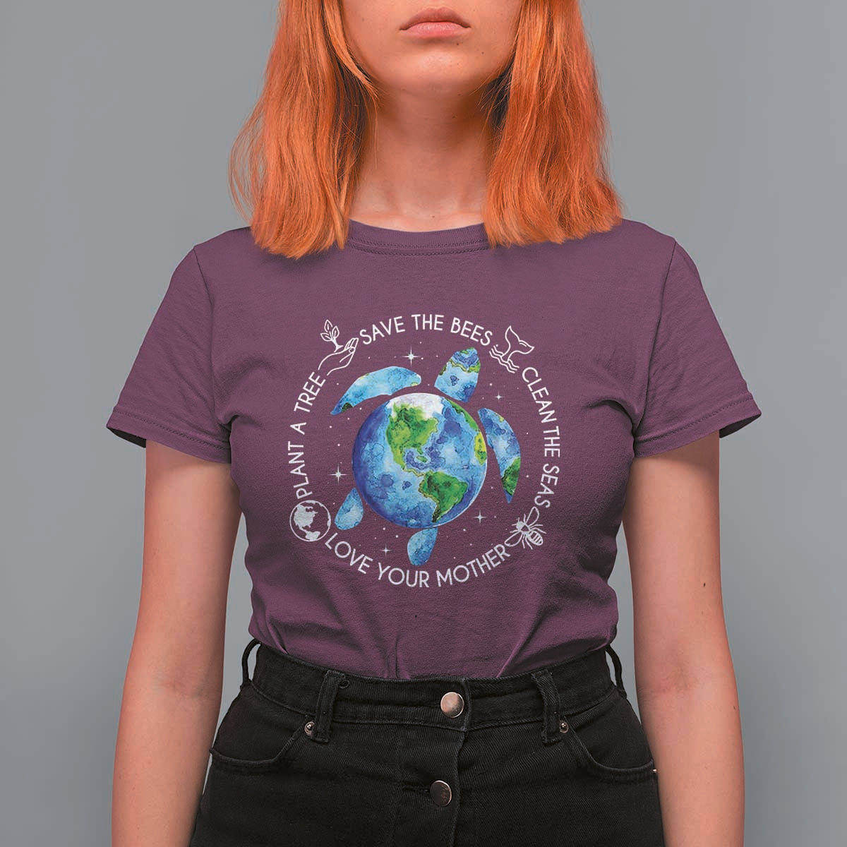 Earth Day Sea Turtle T Shirt For Women Save Bees Plant Trees Clean Seas Environmentalist