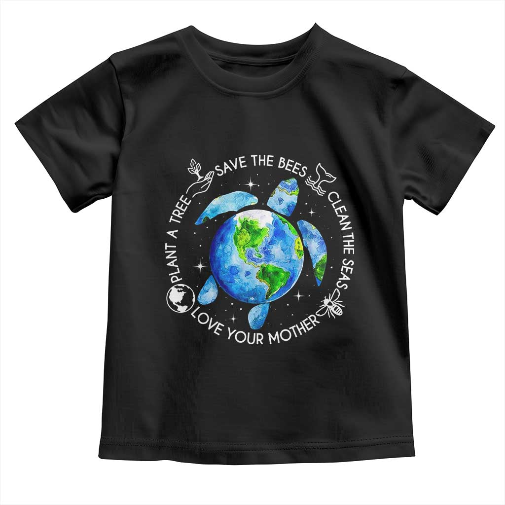 Earth Day Sea Turtle Toddler T Shirt Save Bees Plant Trees Clean Seas Environmentalist