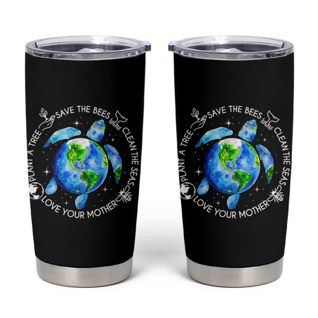Earth Day Sea Turtle Tumbler Cup Save Bees Plant Trees Clean Seas Environmentalist