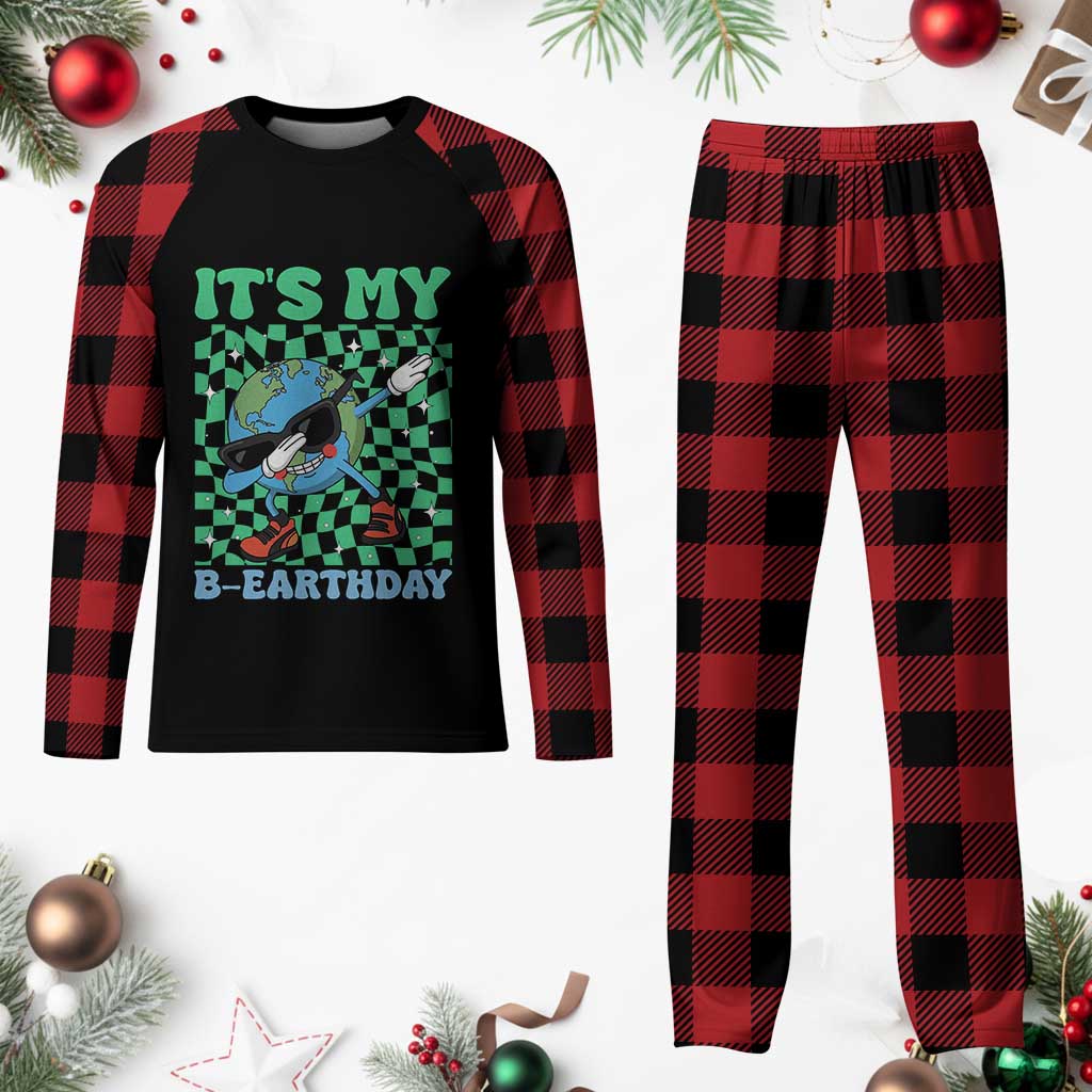 Funny Earth Day Plaid Pajama Set Its My B-Earthday