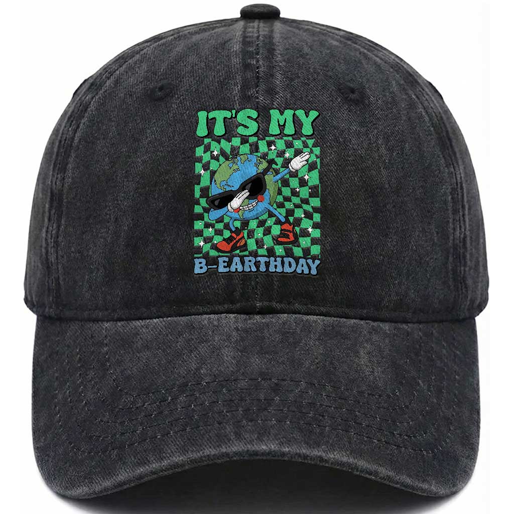 Funny Earth Day Washed Cotton Baseball Cap Its My B-Earthday