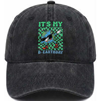 Funny Earth Day Washed Cotton Baseball Cap Its My B-Earthday