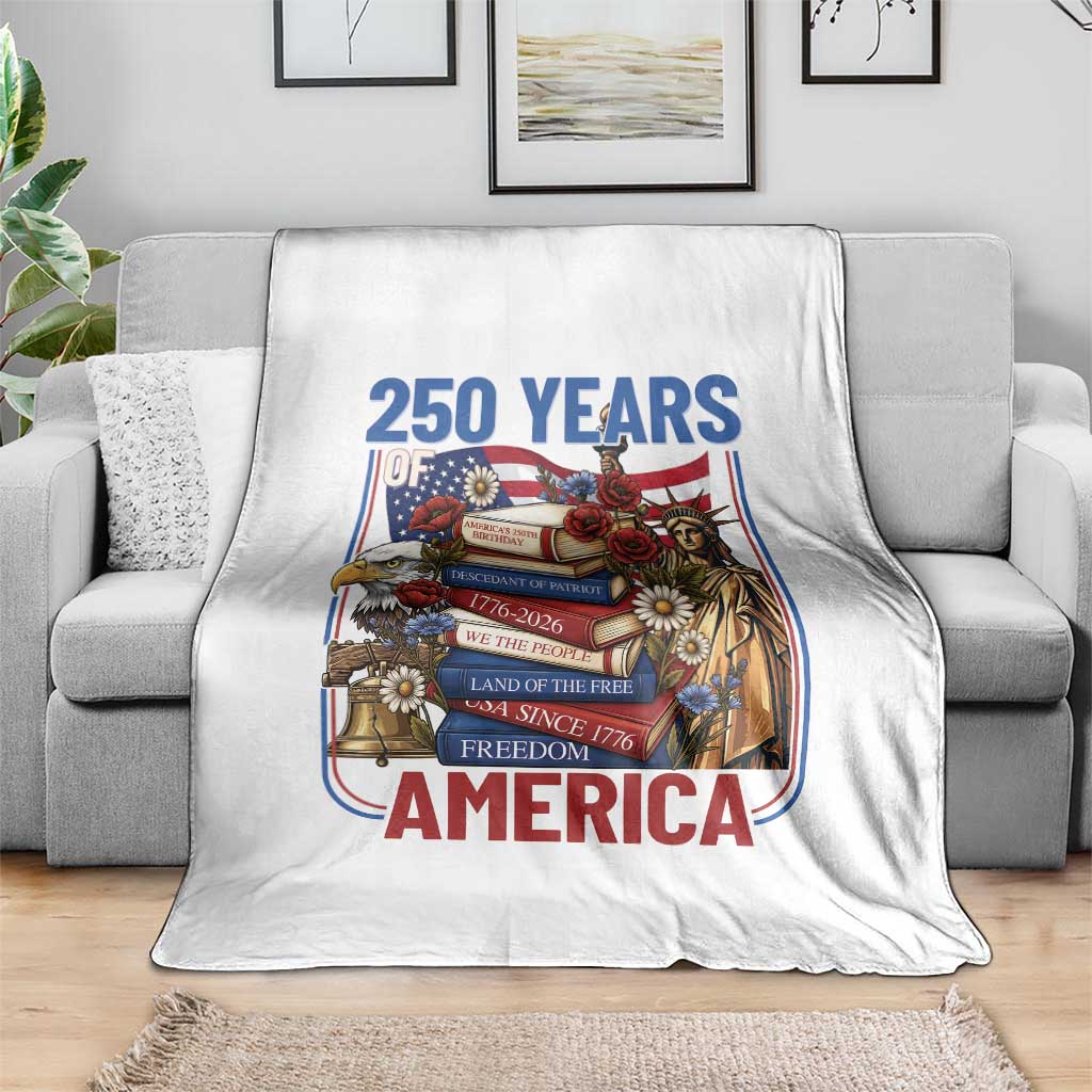 250 Years American Anniversary Throw Blanket Patriotic Book Reader 4th of July