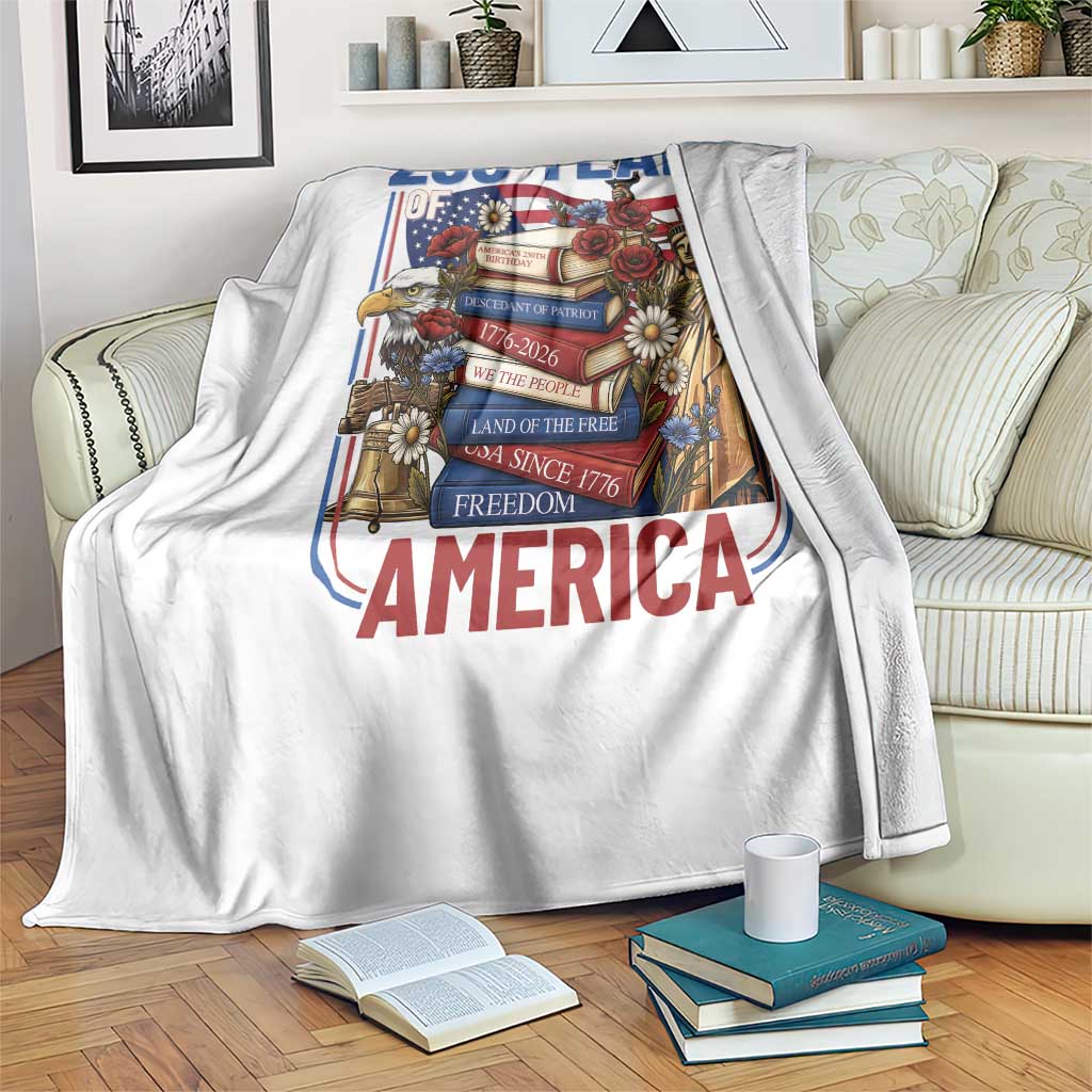 250 Years American Anniversary Throw Blanket Patriotic Book Reader 4th of July