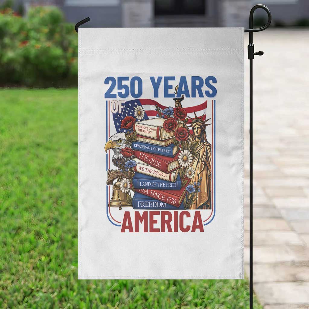 250 Years American Anniversary Garden Flag Patriotic Book Reader 4th of July