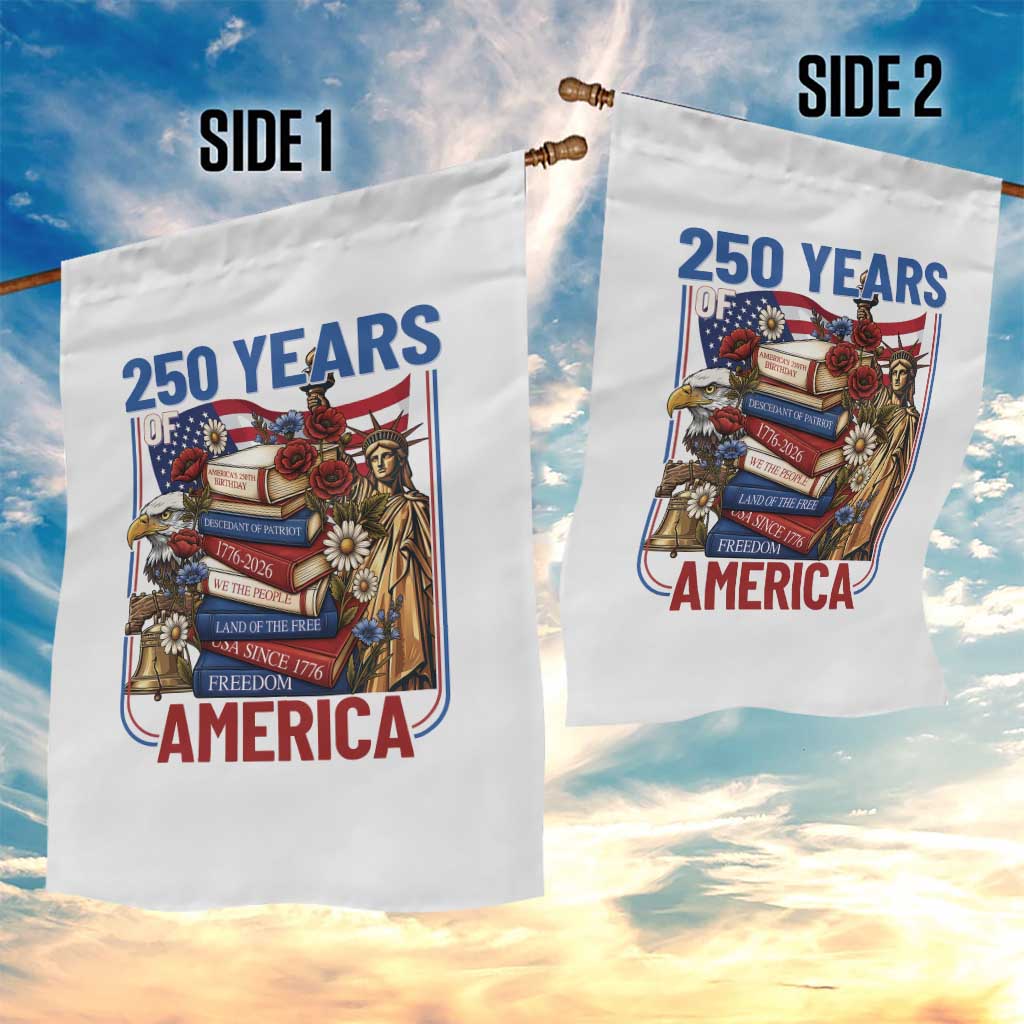 250 Years American Anniversary Garden Flag Patriotic Book Reader 4th of July