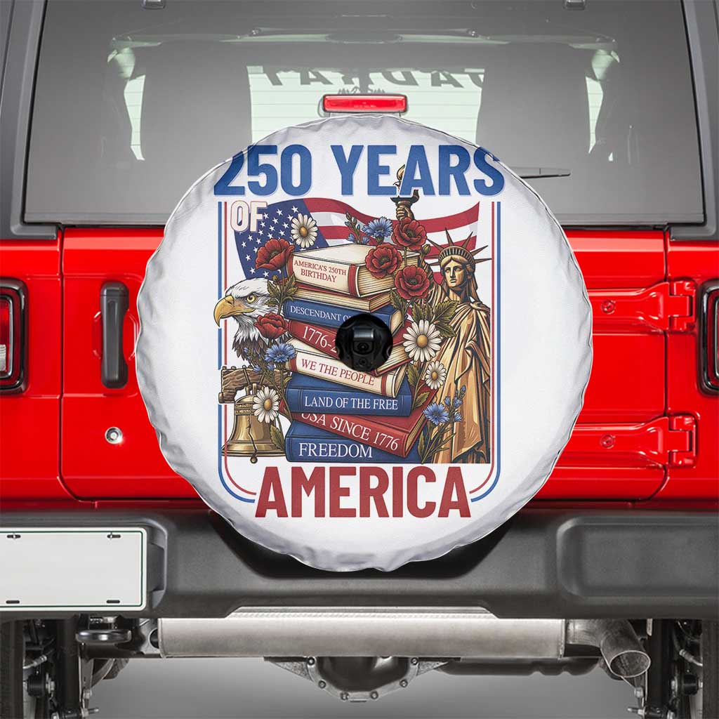 250 Years American Anniversary Spare Tire Cover Patriotic Book Reader 4th of July