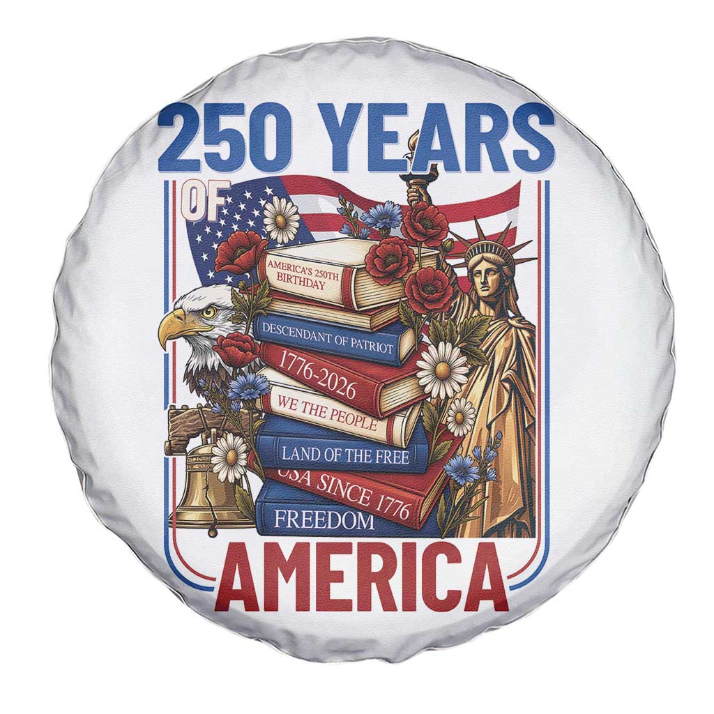 250 Years American Anniversary Spare Tire Cover Patriotic Book Reader 4th of July