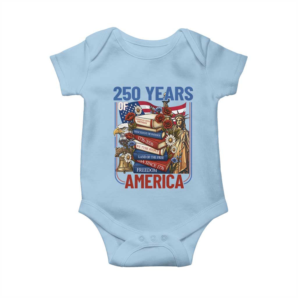 250 Years American Anniversary Baby Onesie Patriotic Book Reader 4th of July