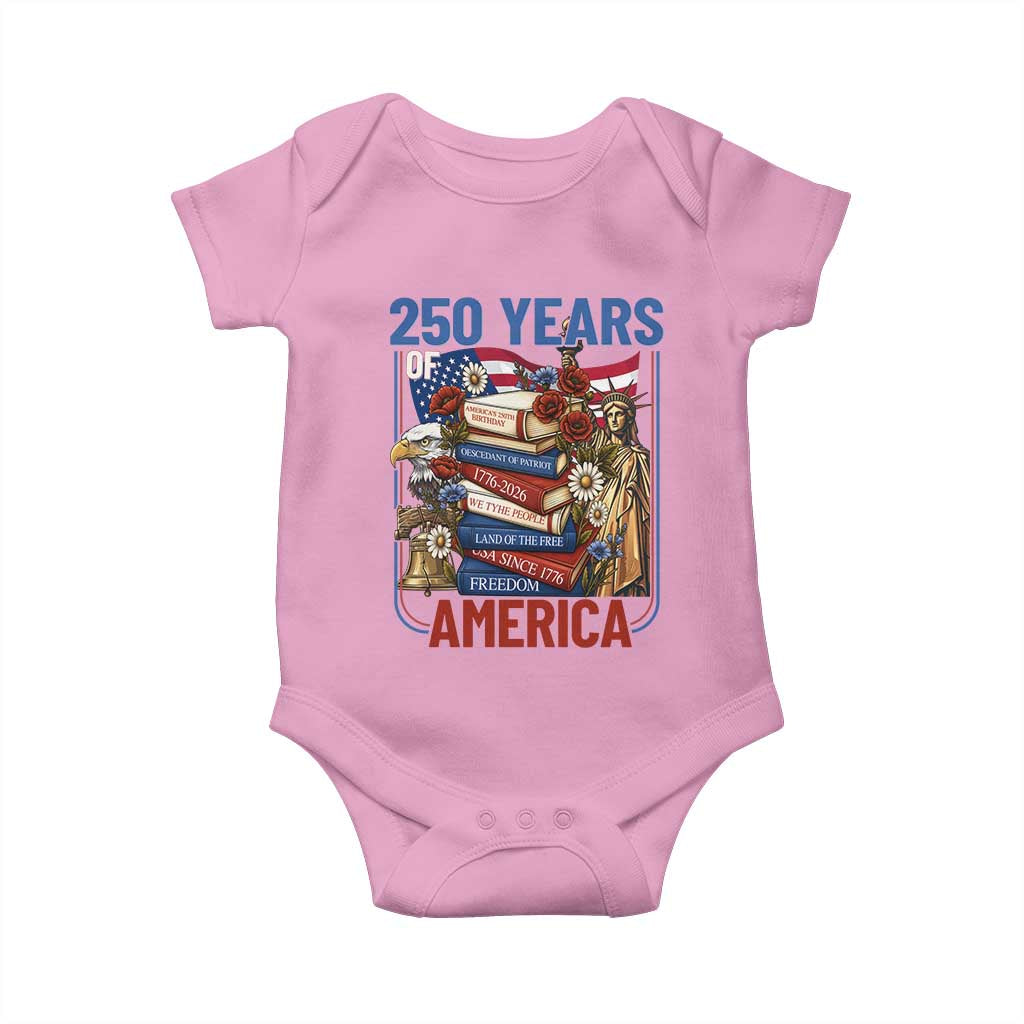 250 Years American Anniversary Baby Onesie Patriotic Book Reader 4th of July