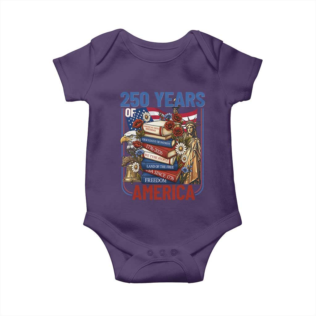 250 Years American Anniversary Baby Onesie Patriotic Book Reader 4th of July