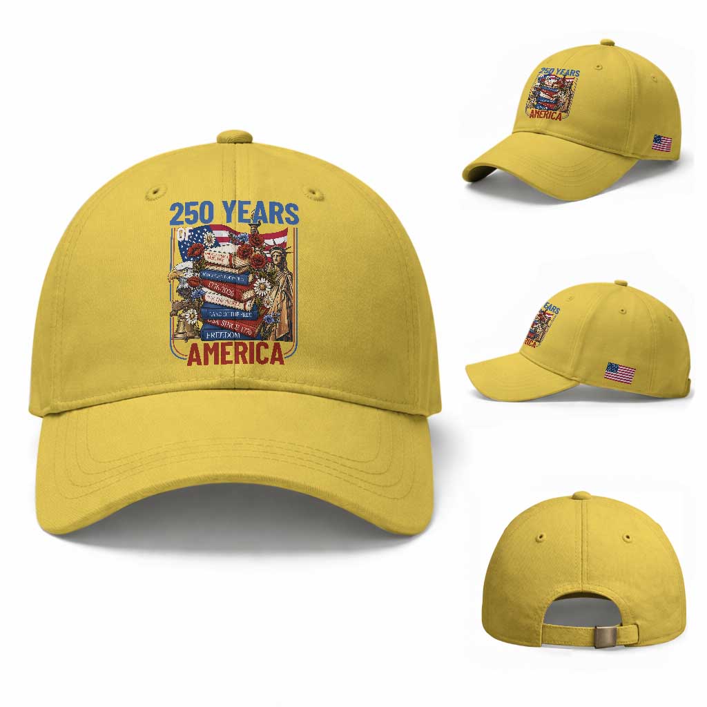 250 Years American Anniversary Baseball Cap Patriotic Book Reader 4th of July