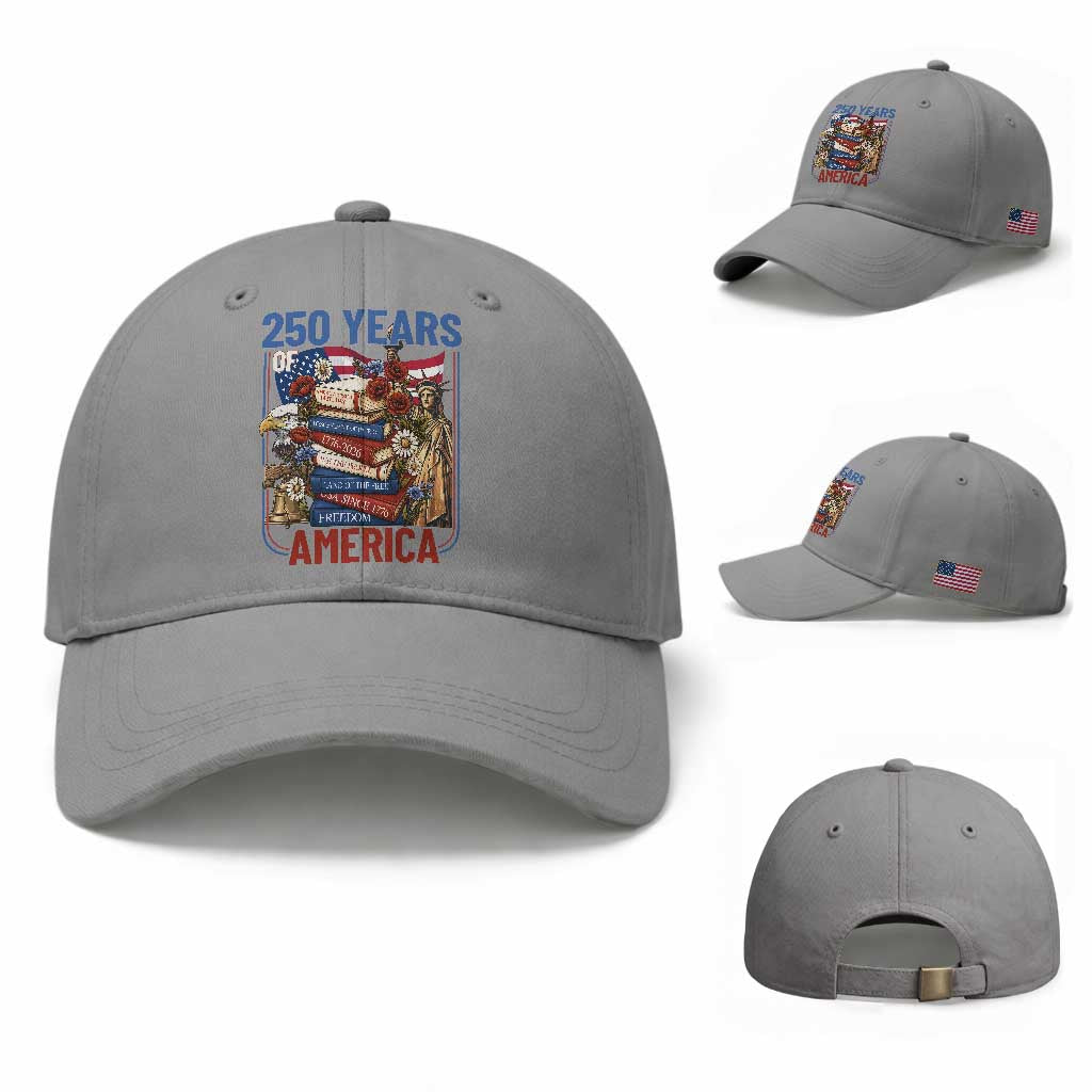 250 Years American Anniversary Baseball Cap Patriotic Book Reader 4th of July