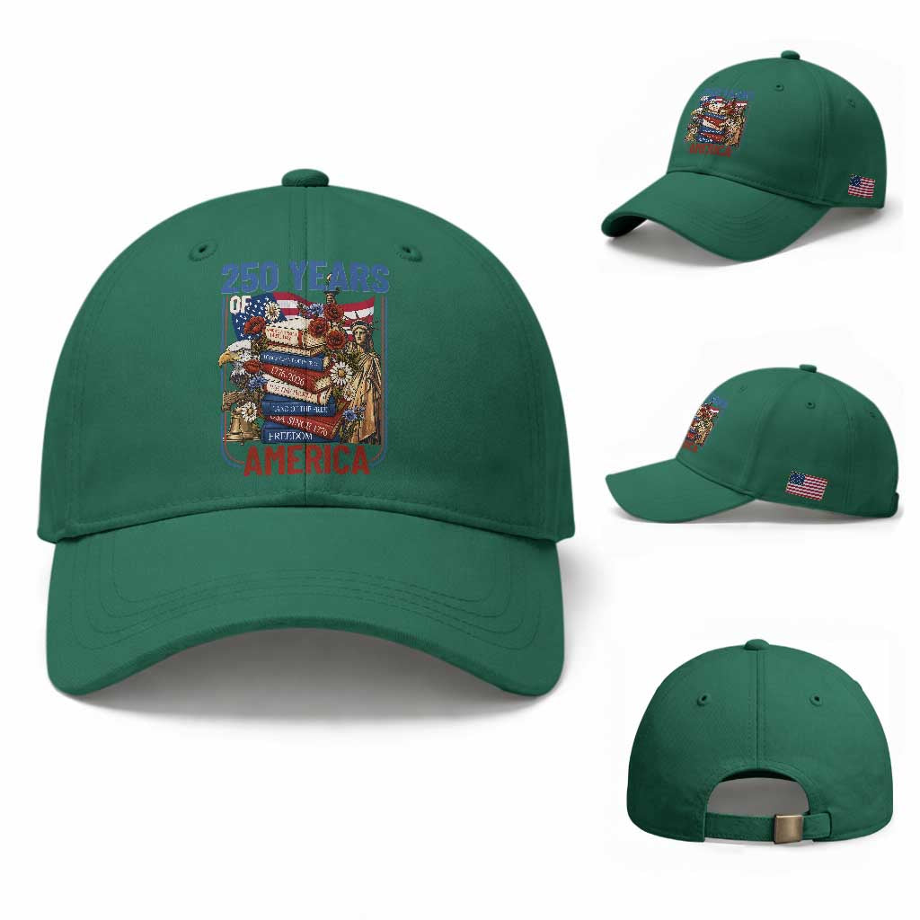 250 Years American Anniversary Baseball Cap Patriotic Book Reader 4th of July
