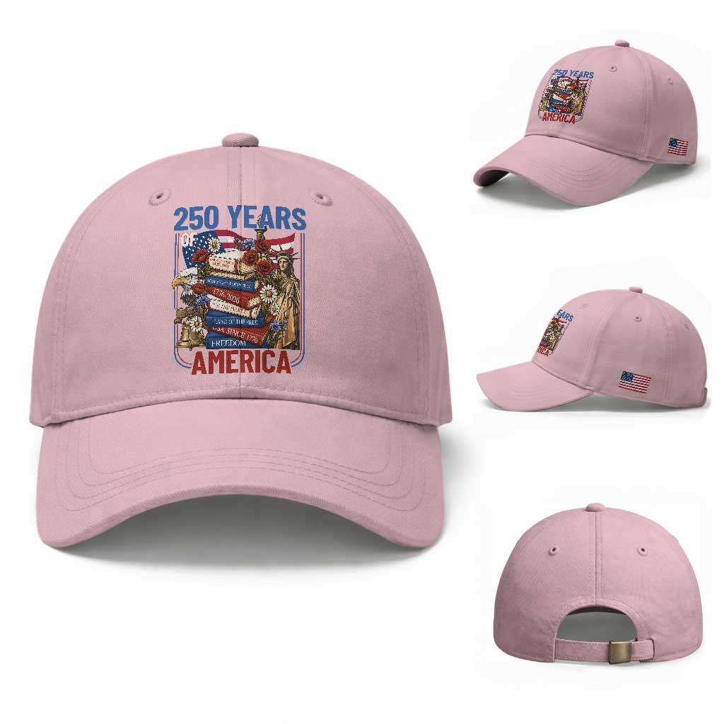 250 Years American Anniversary Baseball Cap Patriotic Book Reader 4th of July