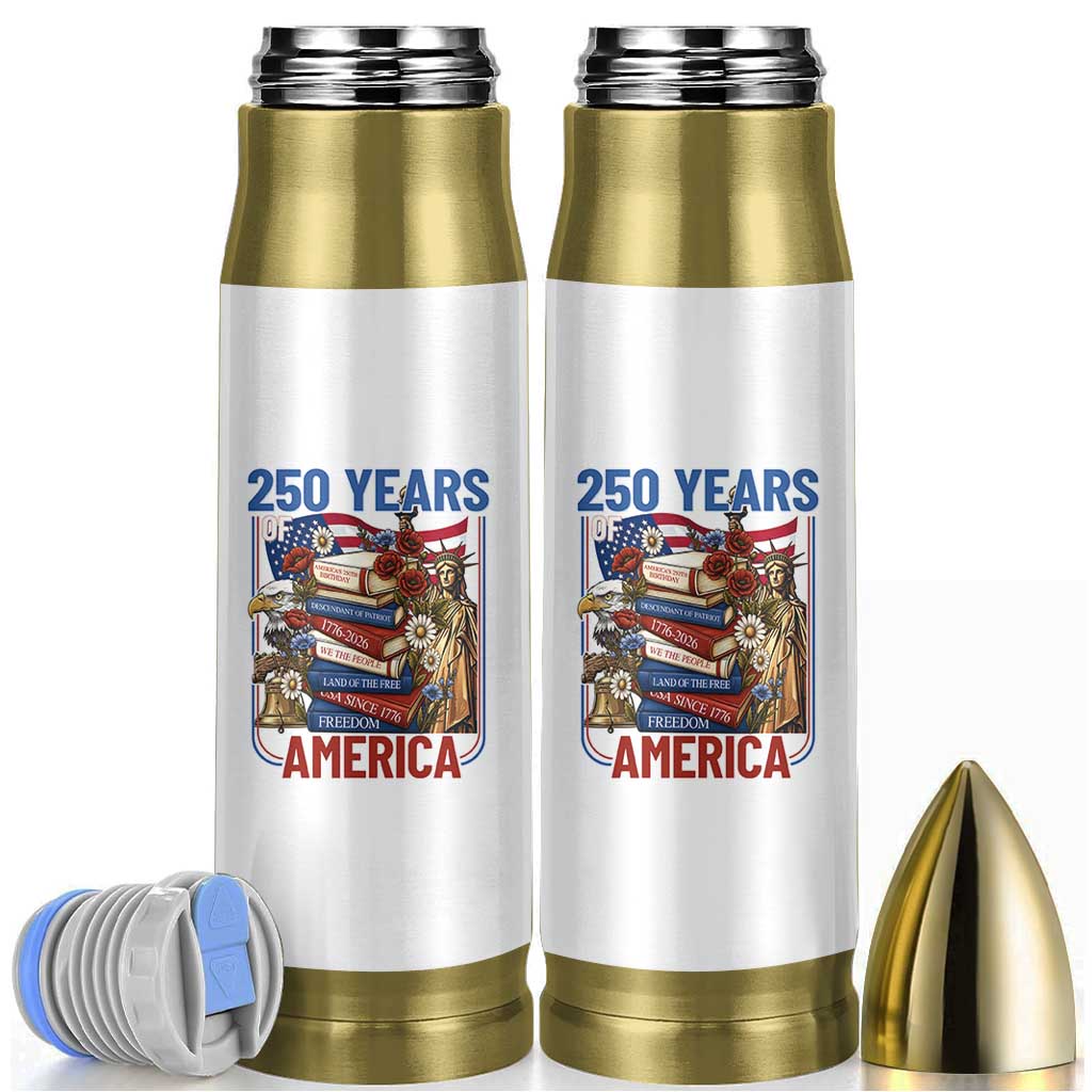 250 Years American Anniversary Bullet Tumbler Patriotic Book Reader 4th of July