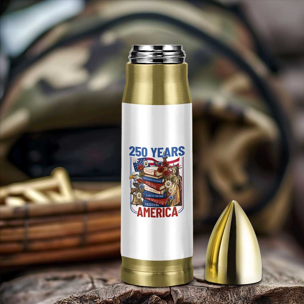 250 Years American Anniversary Bullet Tumbler Patriotic Book Reader 4th of July