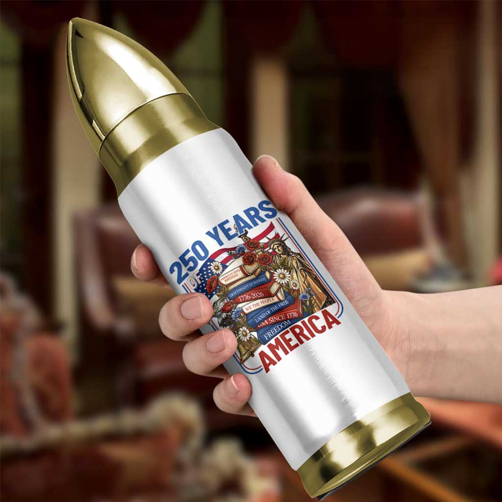 250 Years American Anniversary Bullet Tumbler Patriotic Book Reader 4th of July