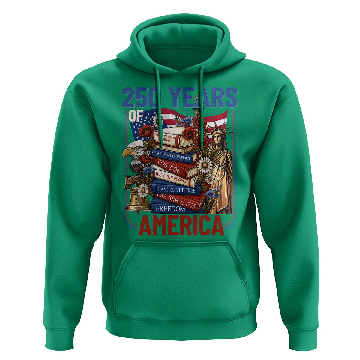 250 Years American Anniversary Hoodie Patriotic Book Reader 4th of July
