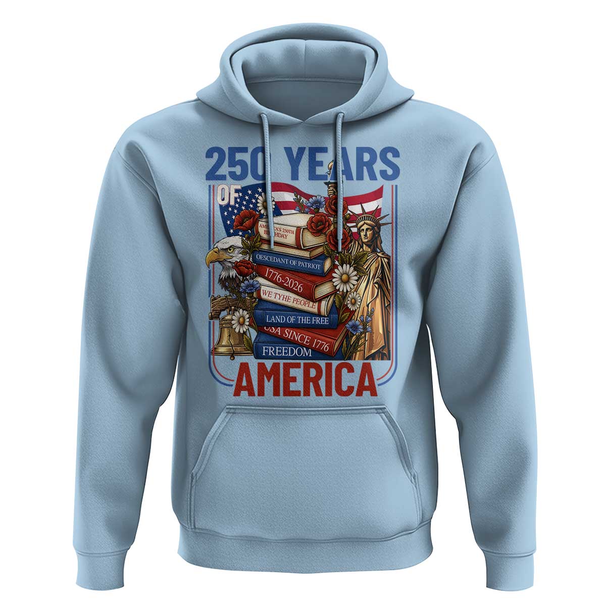 250 Years American Anniversary Hoodie Patriotic Book Reader 4th of July