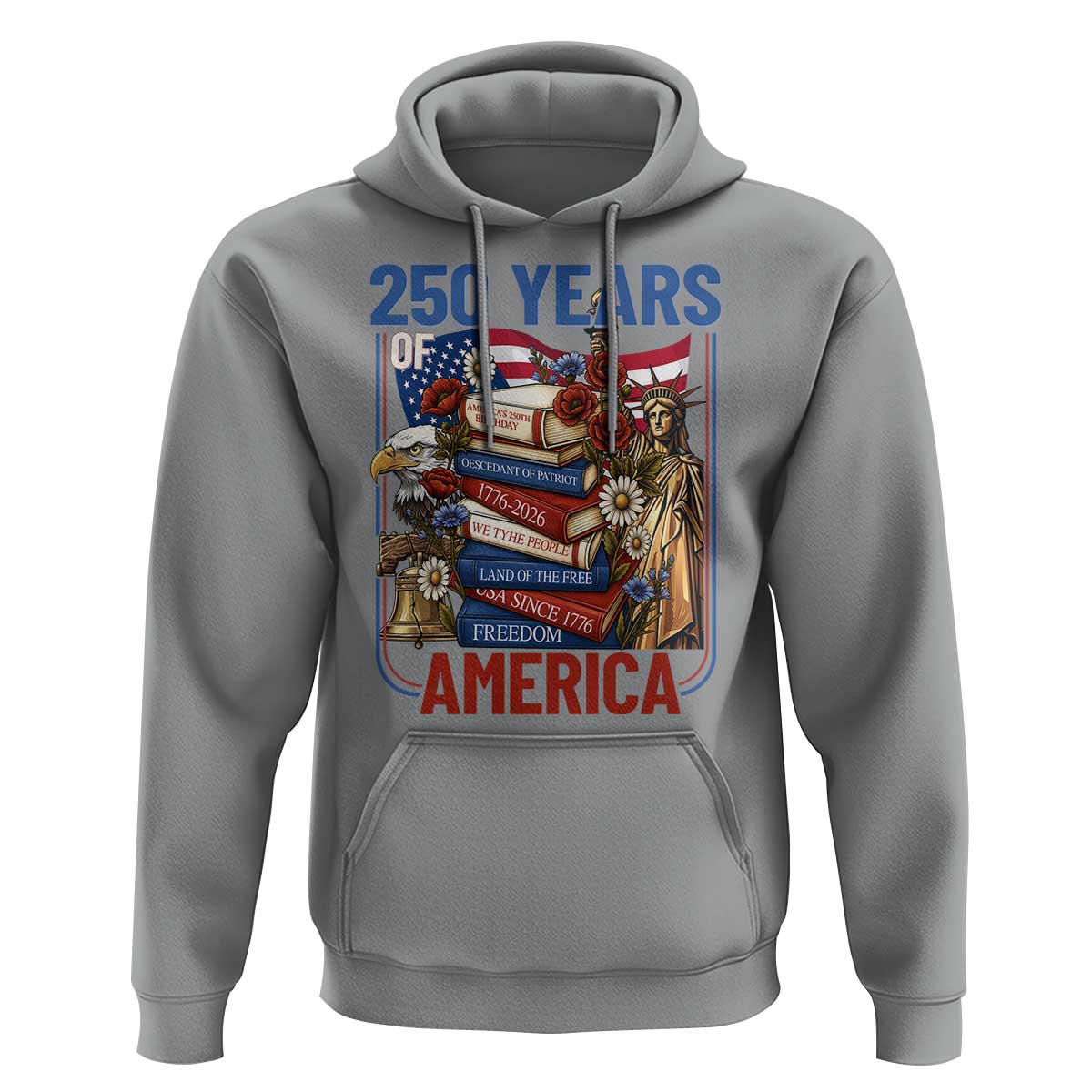 250 Years American Anniversary Hoodie Patriotic Book Reader 4th of July