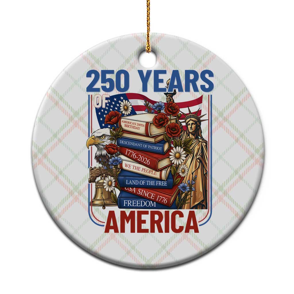 250 Years American Anniversary Ceramic Ornament Patriotic Book Reader 4th of July