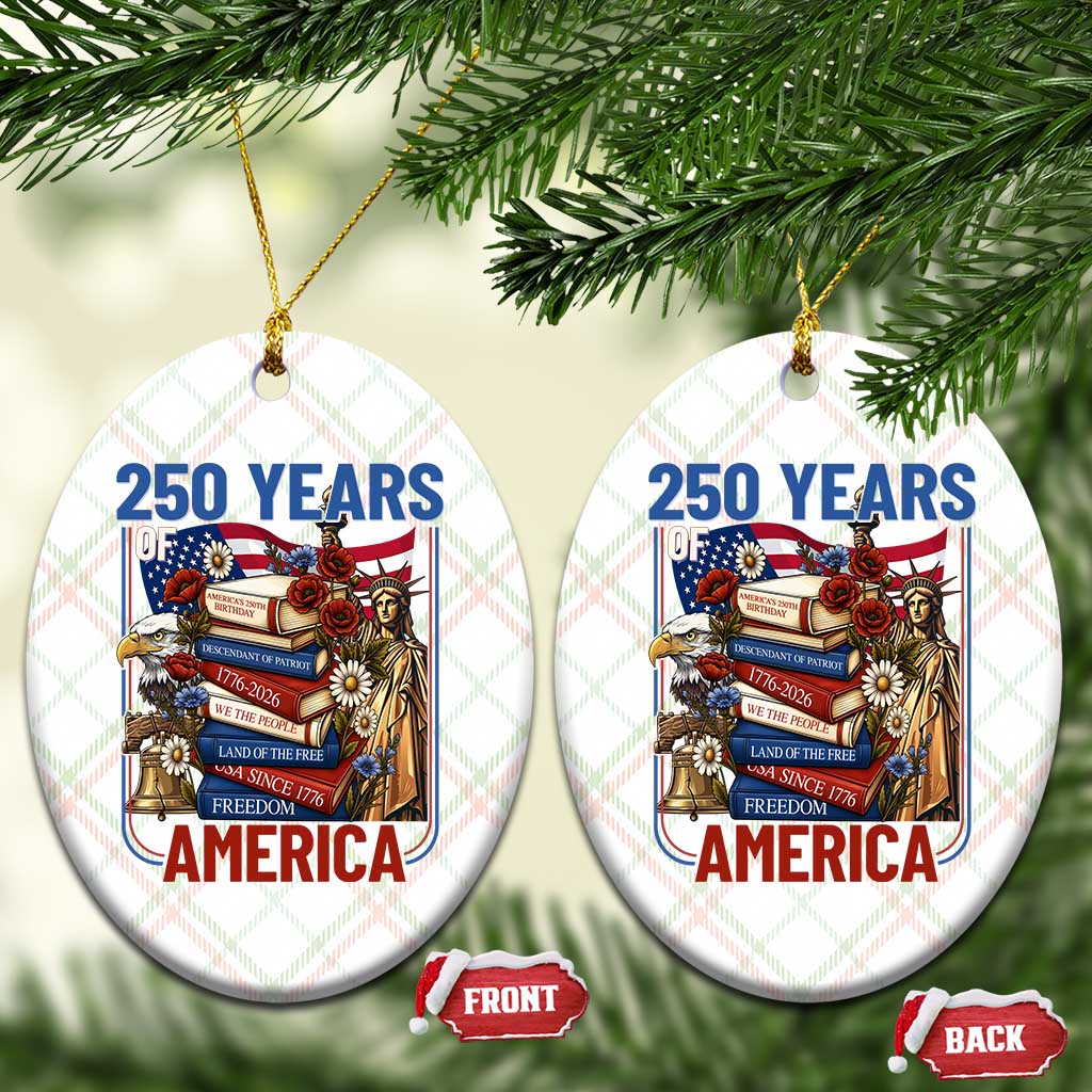 250 Years American Anniversary Ceramic Ornament Patriotic Book Reader 4th of July