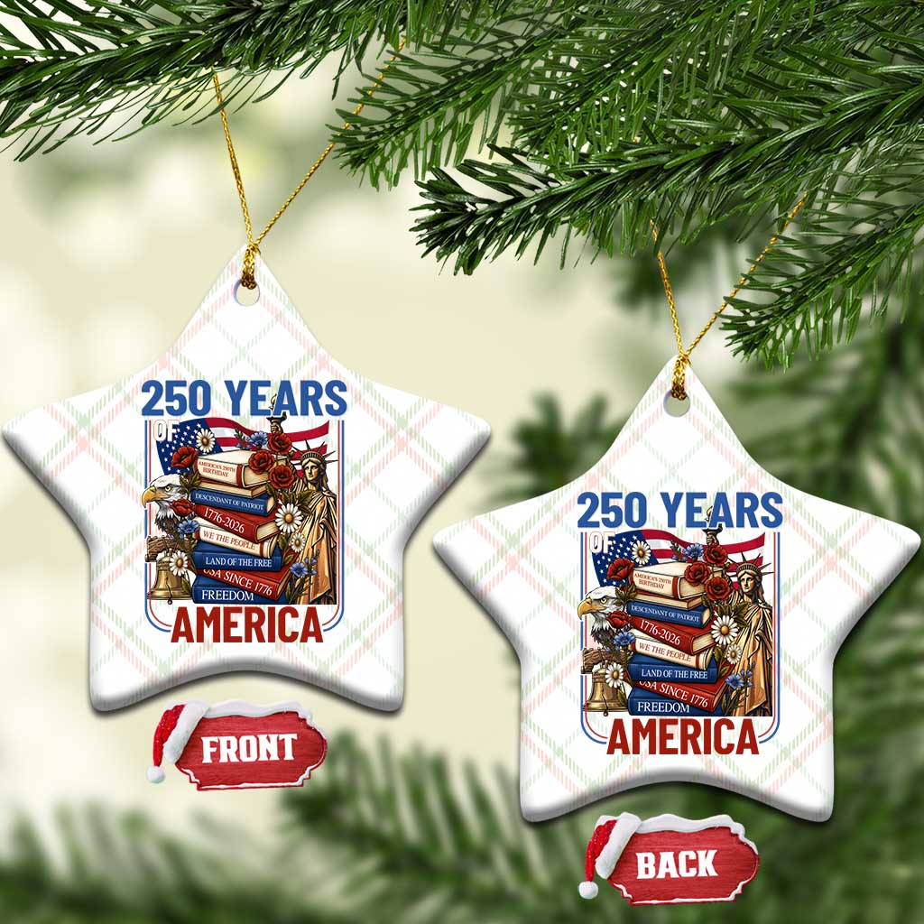 250 Years American Anniversary Ceramic Ornament Patriotic Book Reader 4th of July