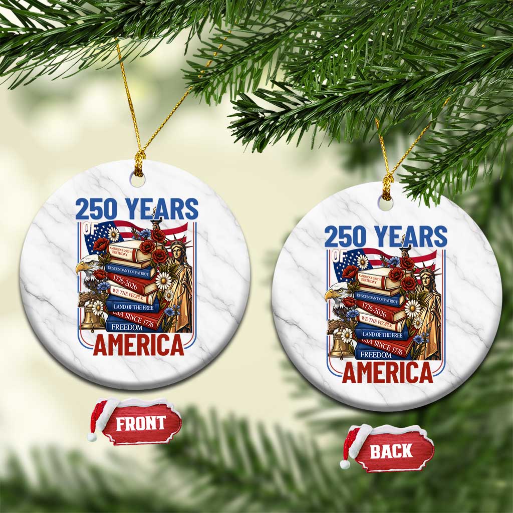 250 Years American Anniversary Ceramic Ornament Patriotic Book Reader 4th of July